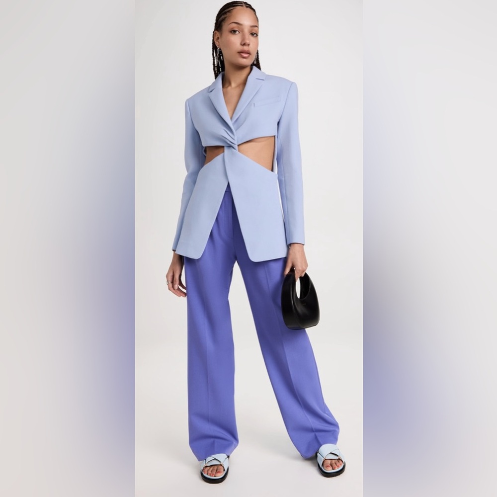 $1,150 MRSP | Coperni | Twisted Cut Out Tailored Jacket | Pale Lavender | US 10